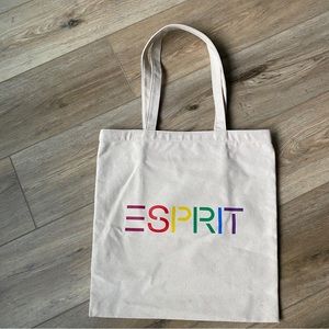 ESPRIT RAINBOW LOGO CANVAS TOTE BAG
